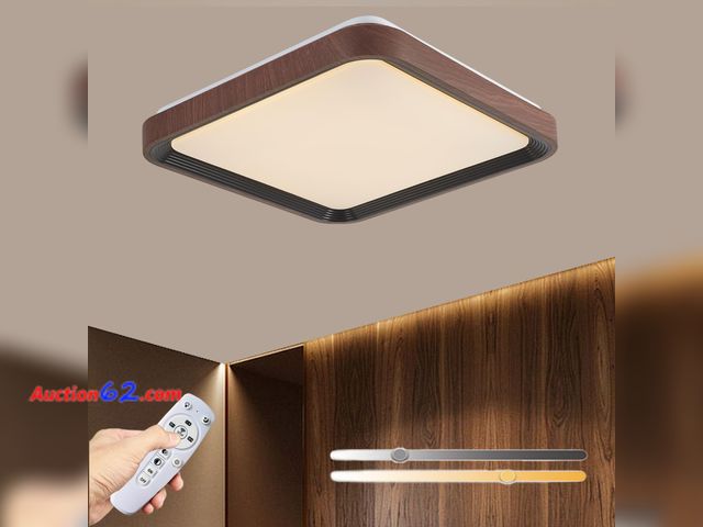 Lot 44-1622w - $87 Retail price - Dimmable LED Round Gold Ceiling Light, 20 Inch 48W with Remote Control, 3000K-6500K,Flush Mount Ceiling Light，Modern Wood...
