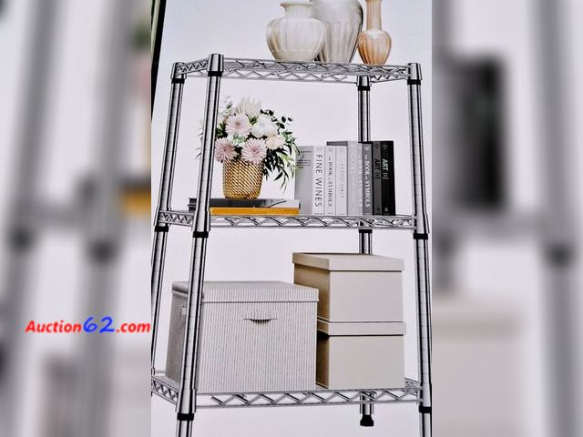 Lot 44-7223e - 750 lbs 3-tier shelf metal storage shelves shelving wire rack heavy-duty, chrome 13.8"D×23.6"W×35.5"H Appears New, A basic inspection has be...