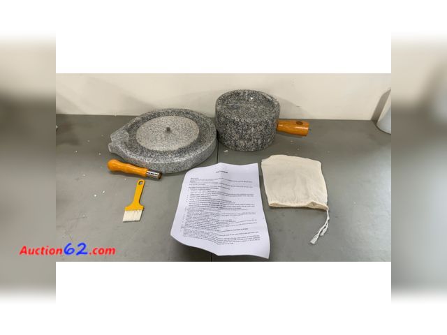 Lot 44-1987j - $186.2 Retail price - Manual Grain Wheat Flour Paste Stone Mill Grinder, Original Tofu Soymilk Sesame Beans Granite Stone Mill, Natural Rust...