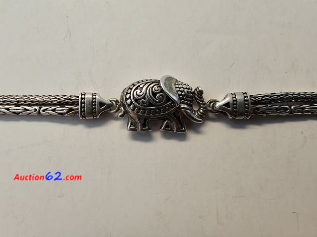 Lot 44-8373w - AWESOME .925 STERLING SILVER BRACELET WITH MIDDLE EASTERN ELEPHANT.-T