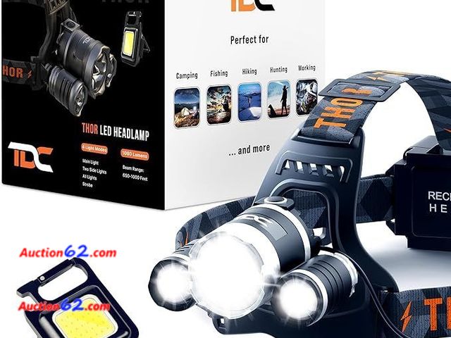 Lot 44-9032b - Retail of $70-TDC Rechargeable Headlamp + Super Bright COB Keychain Flashlight - Illuminate Your Adventures with Dynamic Duo Appears New, A ...