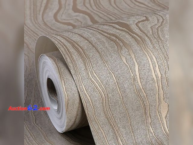 Lot 44-2744w - Flarnadox Gold Khaki Wood Peel and Stick Wallpaper Stripe, 20.8" x 118" (53cm x300cm), Removable, Self-Adhesive, 3D, Modern, Rustic, Industr...