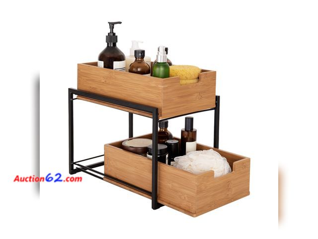 Lot 44-330p - Seville Classics Bamboo Premium Organizer Storage Bins for Kitchen Silverware, Pantry, Closet, Office Desk, Pens, Utensils, Makeup, K Cup, B...