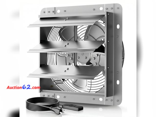 Lot 44-231m - DeebooTEK 10" Shutter Exhaust Fan,Wall Mount,1160CFM,5-Blade,Power Switch See All Photo's Appears New, A basic inspection has been given to ...