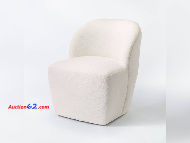 Lot 44-1789a - $450 Retail price - Pasadena Swivel Accent Chair Cream Boucle - Threshold™ Designed with Studio McGee: Modern Armless, Curved Back Appears N...