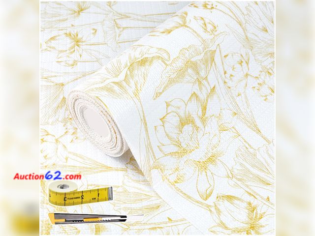 Lot 44-9130 - Shelf Liners Thickened Non-Slip Non Adhesive Light Base Gold Lotus Pattern Appears New, A basic inspection has been given to this item. Sold...