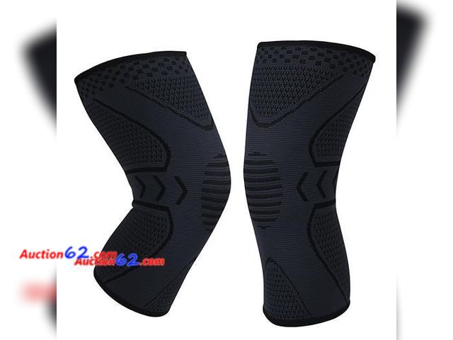 Lot 44-9062p - Knee Sleeve Pair, Non-Slip Knit Protective For Both Men and Women(Black Grey-Large) Appears New, A basic inspection has been given to this i...