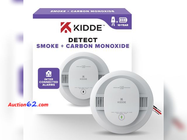 Lot 44-2645 - Kidde Hardwired Smoke &amp; Carbon Monoxide Detector, 10-Year Battery Backup, Interconnectable LED Warning Light Indicators, 30CUA10 Appears...