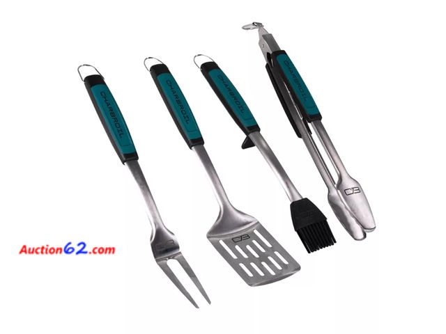 Lot 44-4077b - Retail value $40- Char-Broil 4pc Comfort Grip Tool Heat-Resistant Grill Cookware Set Appears New, A basic inspection has been given to this ...