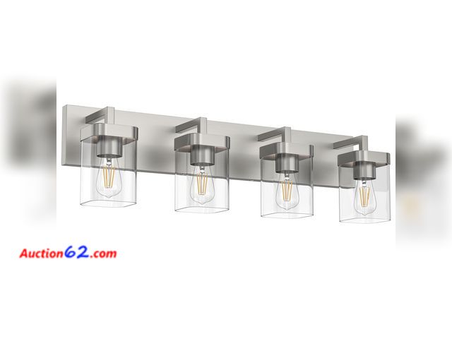 Lot 44-1821w - $129.99 Retail price - Danshinro 4-Light Bathroom Light Fixtures, Brushed Nickel Vanity Lights for Bathroom, Kitchen, Living Room, Modern Ba...