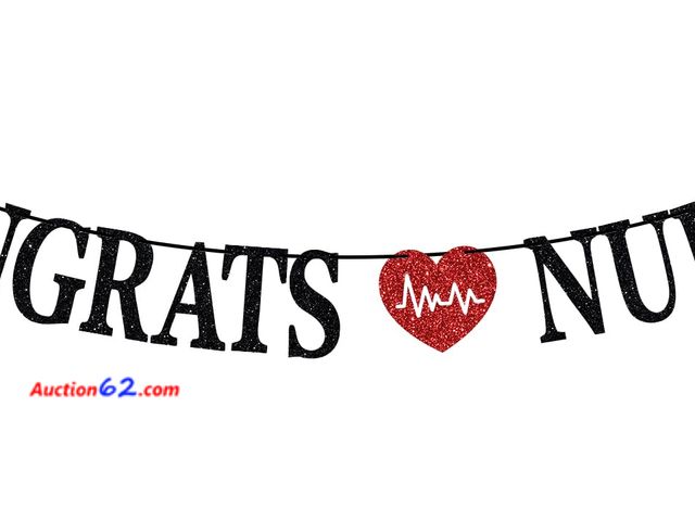 Lot 44-981m - Lot of 2 - Congrats Nurse Banner, Nursing School Survivor Graduation Banner Appears New, A basic inspection has been given to this item. Sol...