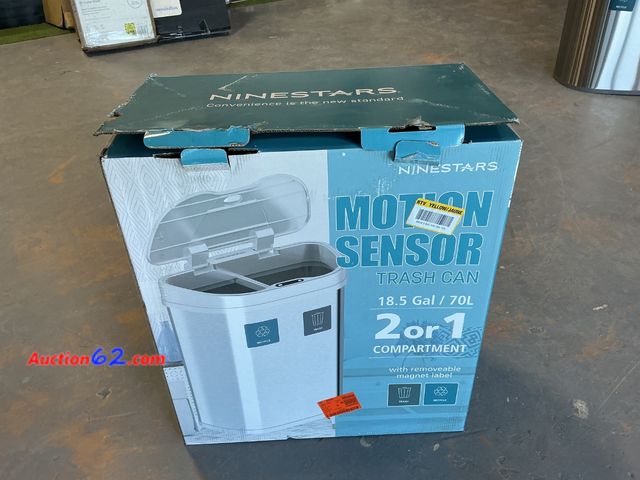Lot 44-992j - $119 Retail price - 18.5 Gal. Stainless Steel Motion Sensor Recycling Bin See All Photo's E-Commerce Return, A basic inspection has been giv...