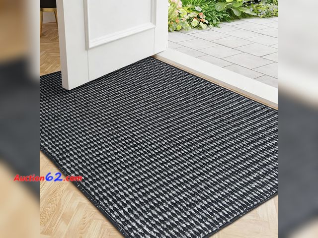 Lot 44-170m - Mordem 17x30 Indoor Door Mat, Non Slip Rubber Backing Entrance Rugs, Low Profile Dirt Resistant and Absorbent Door Rugs for Entryway, Washab...