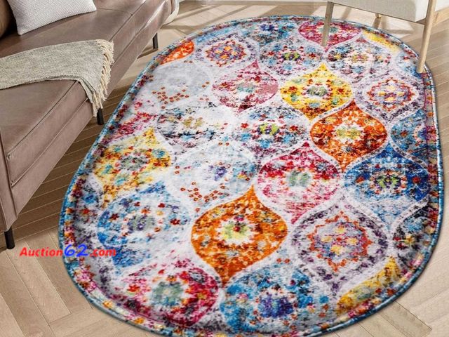 Lot 44-2081m - Oval Area Rug 4' x6' Office Outdoor Indoor Appears New, A basic inspection has been given to this item. Sold AS-IS. See All Photo's Not Test...