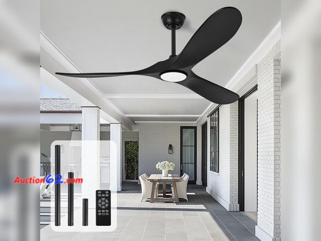 Lot 44-1674o - $179 Retail price - heimo 72 Inch Black Ceiling Fan with Light and Remote, Wood Outdoor Ceiling Fans with Lights Dimmable for Bedroom Living...