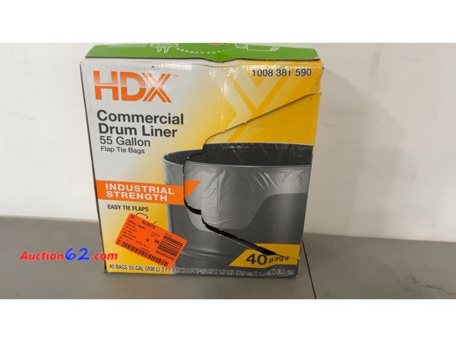 Lot 44-1613j - 55 Gal. Clear Heavy-Duty Trash Bags Flap Tie Drum Liner (40-Count) See All Photo's Not Tested E-Commerce Return, A basic inspection has been...