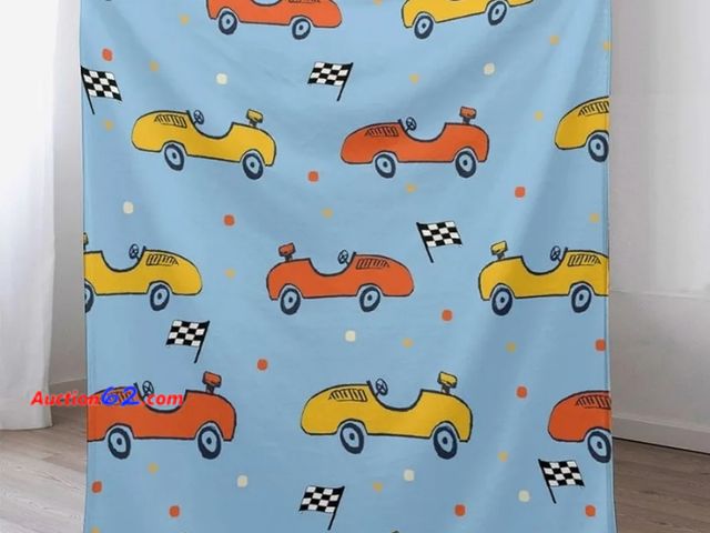 Lot 44-6636t - 50x60in Soft Car Racing Flannel Throw Blanket Lightweight Appears New, A basic inspection has been given to this item. Sold AS-IS.