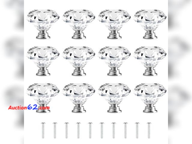 Lot 44-967e - Attom Tech [12 PCS] 40mm Crystal Drawer Knobs, Glass Cabinet Drawer Pulls Appears New, A basic inspection has been given to this item. Sold ...