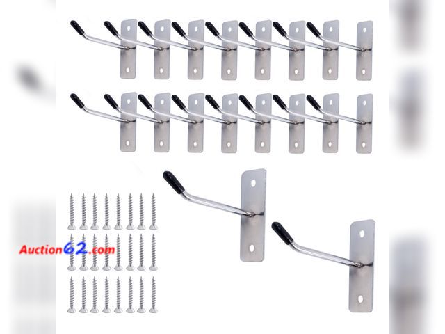 Lot 44-966e - Cuyacili 20pcs Wall Mounted Hook Home Storage Organizer Hanger, Heavy Duty Coat Hook Hanger Wall Mount Hook Garage Hooks Tool for Garage Sho...
