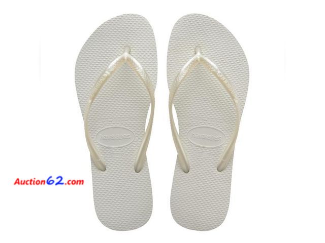 Lot 44-140g - Havaianas Women's Slim Flip Flops, White, 6w - Appears New, A basic inspection has been given to this item. Sold AS-IS.