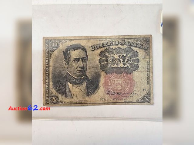 Lot 44-8308g - ***VERY RARE *** 1874 TEN (10) CENT RED SEAL U.S. FRACTIONAL CURRENCY. POST CIVIL WAR PAPER MONEY WHEN WE HAD BILLS LESS THAN A DOLLAR. THE ...
