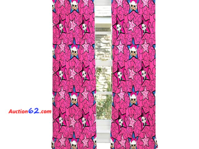 Lot 44-9102b - L.O.L. Surprise Kids Room Window Curtain Panels with Tie Backs, 82" x 63", Pink Appears New, A basic inspection has been given to this item....