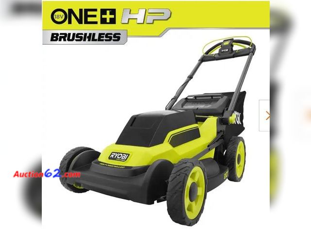 Lot 44-7351n - RYOBI one+ 18V brushless 20" cordless battery walk behind self-propelled lawn mower (2) 6.0 Ah batteries and charger, retail $409.00 Appears...