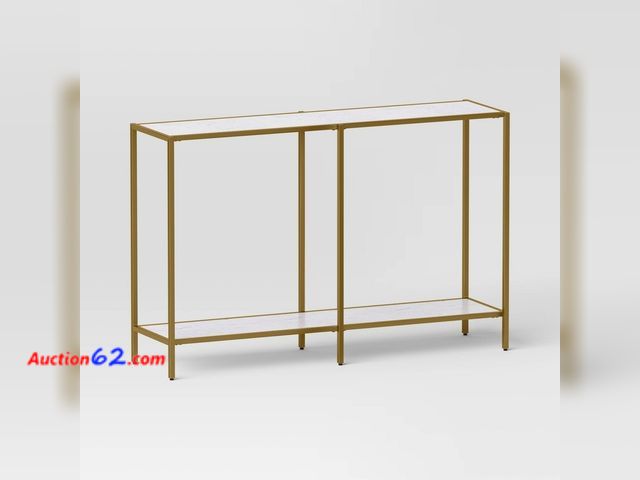 Lot 44-648m - $170 Retail price - Faux Marble and Metal Console Table Gold - Threshold™: Sleek Two-Tiered, Rectangular Design, 30" High Not Tested See All...