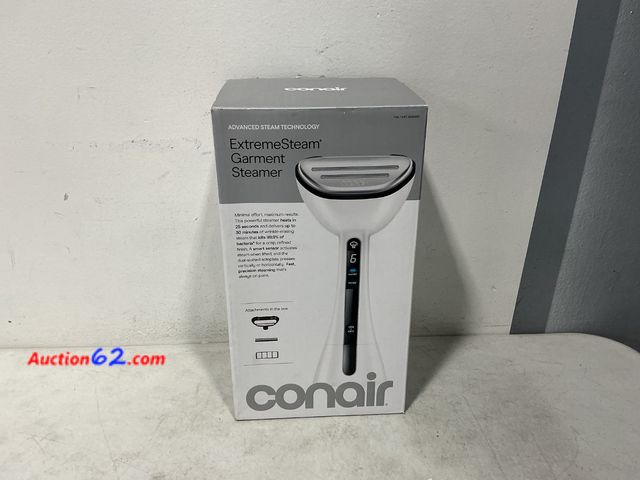 Lot 44-827 - Conair ExtremeSteam Garment Steamer Not Tested See All Photo's E-Commerce Return, A basic inspection has been given to this item. Sold AS-IS...