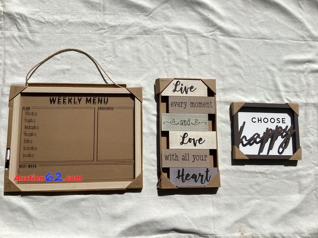 Lot 44-7865P - Lot of (1) glass dry erase menu board &amp; (2) wall art.  Appears New, A basic inspection has been given to this item. Sold AS-IS. See All ...