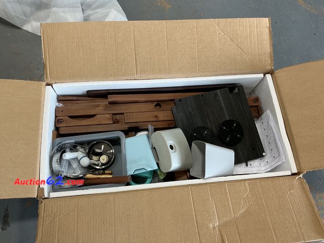 Lot 44-753w - ROBOTIME Mud Kitchen for Kids Outdoor with Wheels, Fun Wooden Kid Kitchen Playset for Backyard Pretend Cooking, Outdoor Sink &amp; Storage, ...