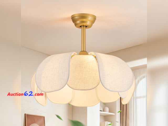 Lot 44-770w - $149.99 Retail price - HLMRCHEN Boho Ceiling Fans with Lights,Flower Chandelier Ceiling Fan with Light and Remote Control，Rattan Coastal Fan...