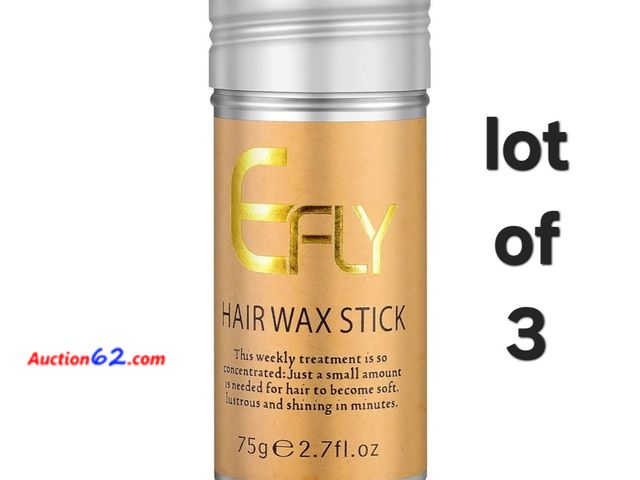 Lot 44-6533q - Lot of 3 EFLY Hair Wax Sticks, Non-Greasy Styling Pomade for Fly Away, Edge Frizz and Wigs Appears New, A basic inspection has been given to...