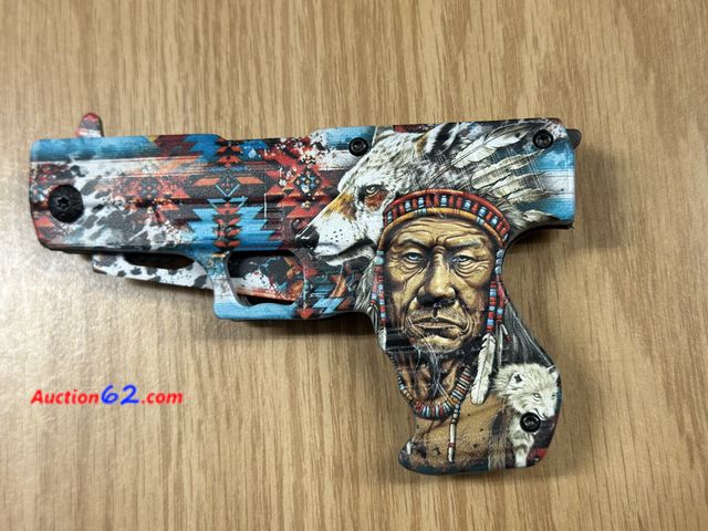 Lot 44-6159q - Indian chief gun shaped lock blade knife with belt clips. #71151 new pre tagged $20 from store closing See All Photo's Tested & Working