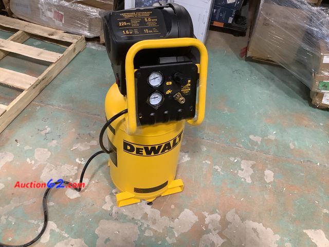 Lot 44-16z - $440 Retail value- DEWALT 15-Gallon Portable Electric 225 PSI Vertical Air Compressor- Cracked Cover...