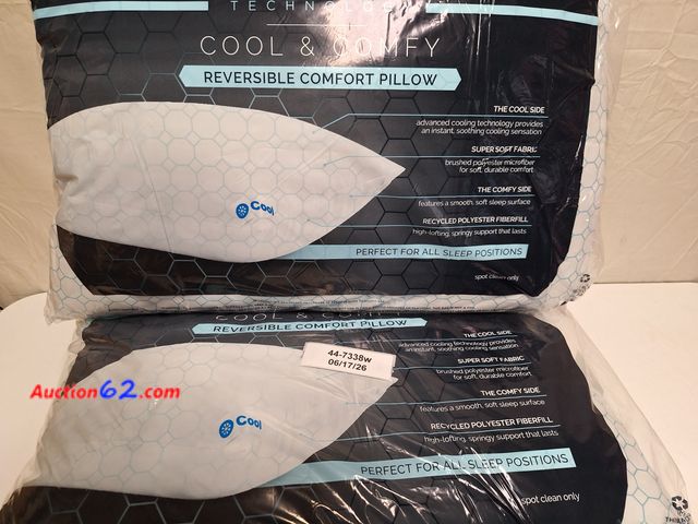 Lot 44-7338w - Lot of (2) ISO-PEDIC technology COOL &amp; COMFY reversible comfort pillow standard/queen,  Appears New, A basic inspection has been given t...