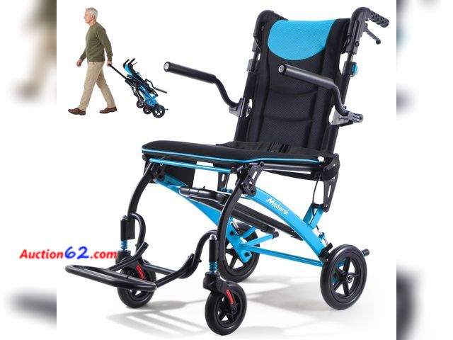 Lot 44-4000e - $244.99 Retail price - Transport Wheelchairs for Adults Lightweight Foldable Reclining Chair with Telescopic Handle, Portable Folding Travel...
