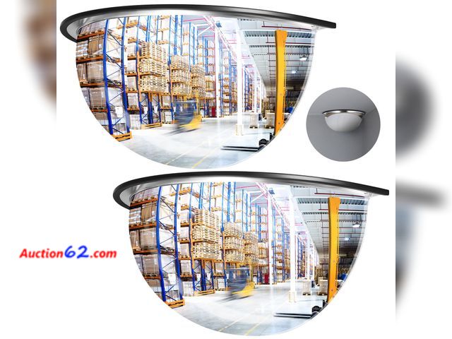 Lot 44-406o - $80.99 Retail price - Kanayu 2 Pcs 18" Corner Mirror Blindspot for Wall Safety Security Acrylic Half Dome Convex Mirror Indoor for Ceiling D...