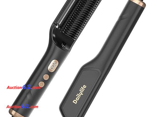 Lot 44-9005b - Retail of $37.99-DAILYLIFE Hair Straightener, Straightening Brush with Oil-Infused, Ionic Straightening Tool 20s Fast Heating, 9 Temps, LCD ...