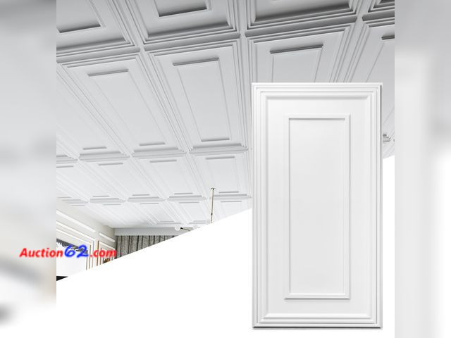 Lot 44-162a - $109.99 Retail price - Art3d Drop Ceiling Tiles, 24x48in. White (12-Pack), Polyvinyl Chloride (PVC), Glue Down Appears New, A basic inspecti...
