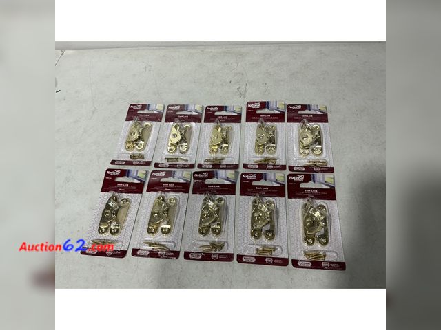 Lot 44-700i - Lot of (10) National Hardware N148-884 Sash Lock - Brass, Window Security Appears New, A basic inspection has been given to this item. Sold ...