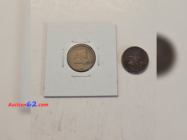 Lot 44-8332w - **RARE** LOT OF TWO (2) FLYING EAGLE CENTS!!! 1857 &amp; 1858!! MINTED IN PHILADELPHIA. - NT