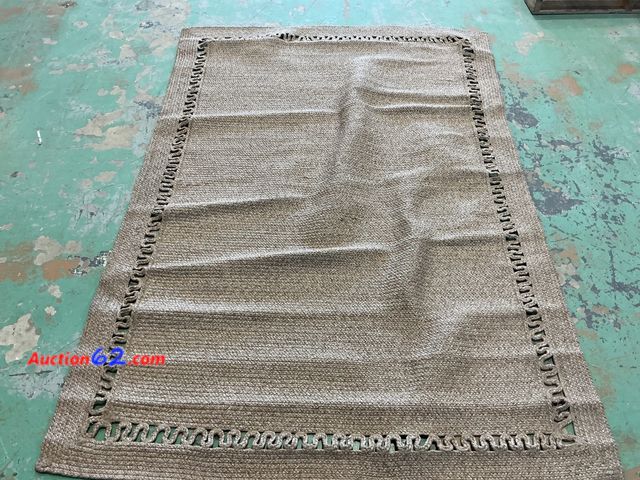 Lot 44-1310m - Indoor/ Outdoor Natural Jute Braided Area Rug with Decorative Border- unknown size E-Commerce Return, A basic inspection has been given to t...