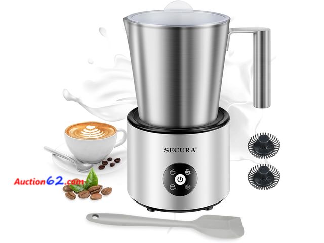 Lot 44-5702g - Secura 4-in-1 Automatic Milk Frother, 17oz Teflon-Free Stainless Steel Jug, Hot/Cold Foam Maker &amp; Milk Warmer for Latte, Cappuccino, Mac...