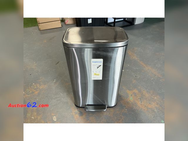 Lot 44-794i - 45L Rectangular Step Trash Can Silver - Brightroom™: Stainless Steel, Quiet Pedal Lid, Removable Liner, Kitchen Use See All Photo's Not Test...