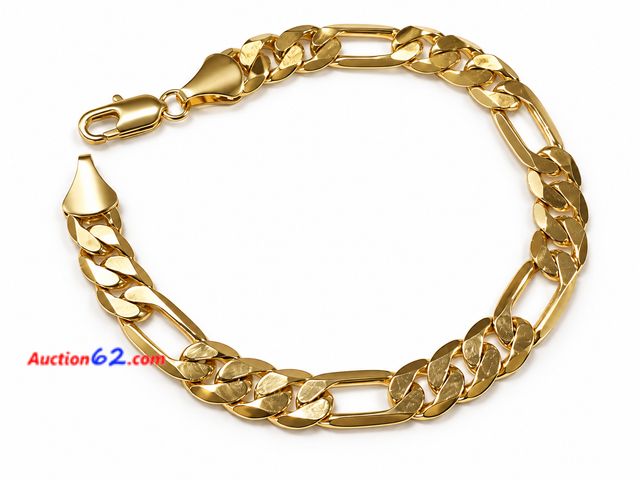 Lot 44-6012n - Mens Figaro bracelet stamped 14K it is PLATED. Approximately 10 inches. Appears New, A basic inspection has been given to this item. Sold AS...