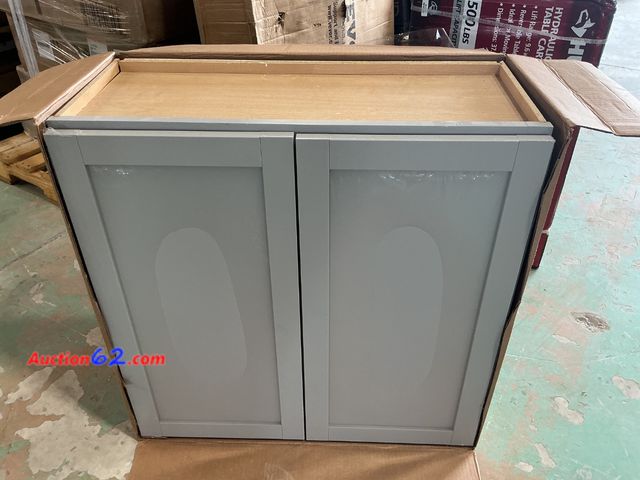 Lot 44-1772i - $204 Retail price - Courtland 30 in. W X 12 in. D X 30 in. H Assembled Shaker Wall Kitchen Cabinet in Sterling Gray See All Photo's Not Test...