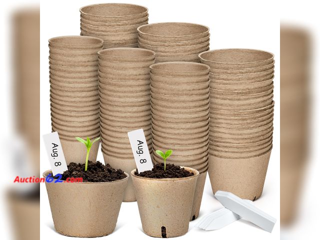 Lot 44-613m - homenote 120 Peat Pots, 60 Each in 3.15 and 4 Inch, with 20 Plant Labels Not Tested See All Photo's Appears New, A basic inspection has been...