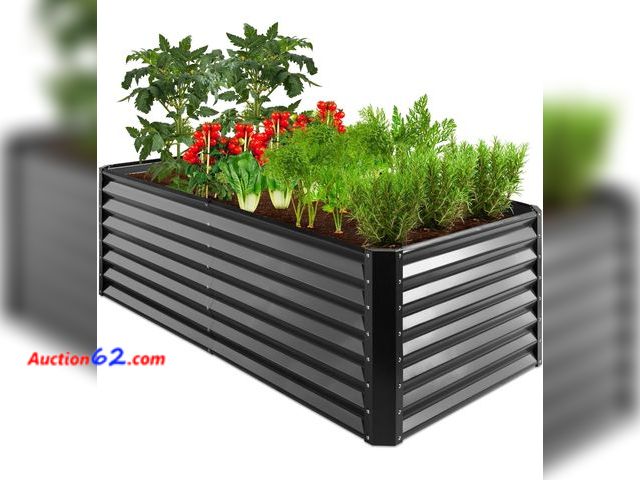 Lot 44-7116i - 6'×3'×2' Outdoor metal raised garden bed, planter box for vegetables. flowers, herbs - gray  Appears New, A basic inspection has been given ...