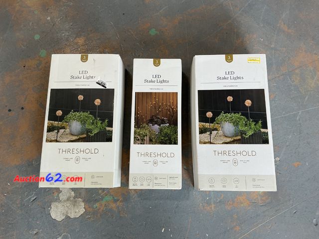 Lot 44-693m - Threshold LED Stake Lights - 3 Pack Not Tested See All Photo's E-Commerce Return, A basic inspection has been given to this item. Sold AS-IS...